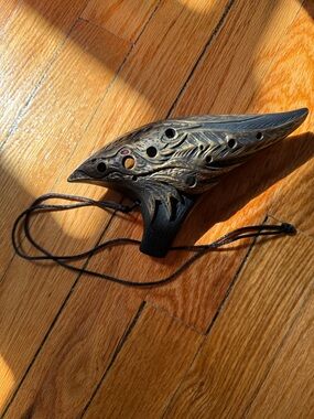 Black & Gold Ocarina - Phoenix design by stl ocarina musical instrument